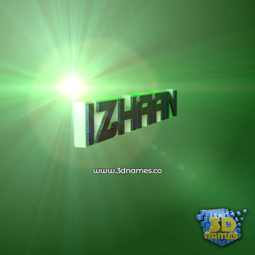 izhaan in Green Light style - 3D name wallpaper