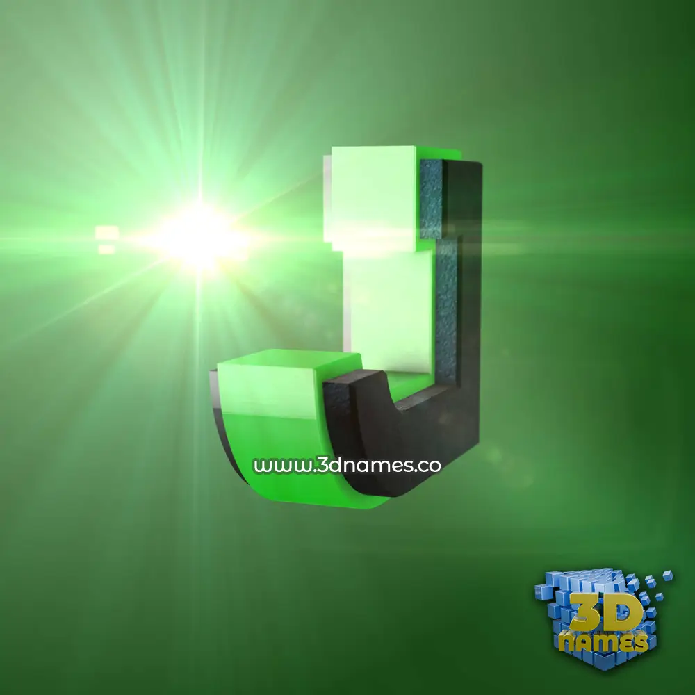 j in Green Light style - 3D name wallpaper