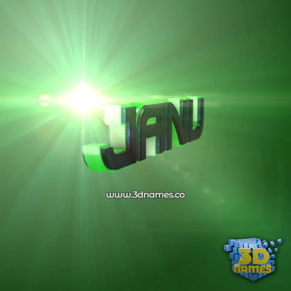 janu in Green Light style - 3D name wallpaper