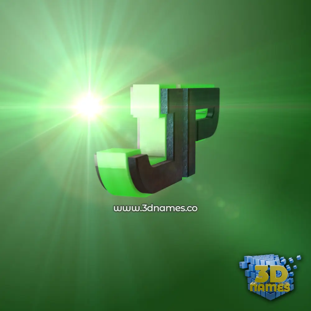 jp in Green Light style - 3D name wallpaper
