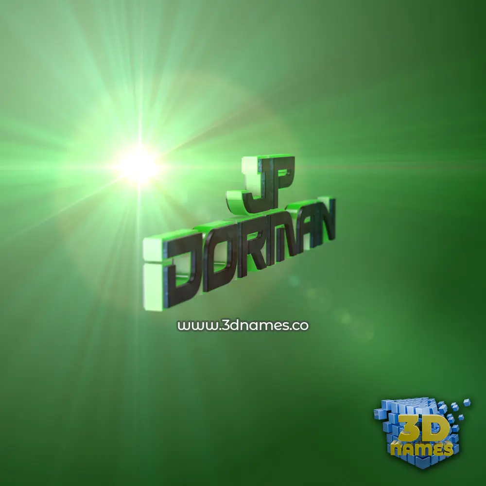 jp dorman in Green Light style - 3D name wallpaper