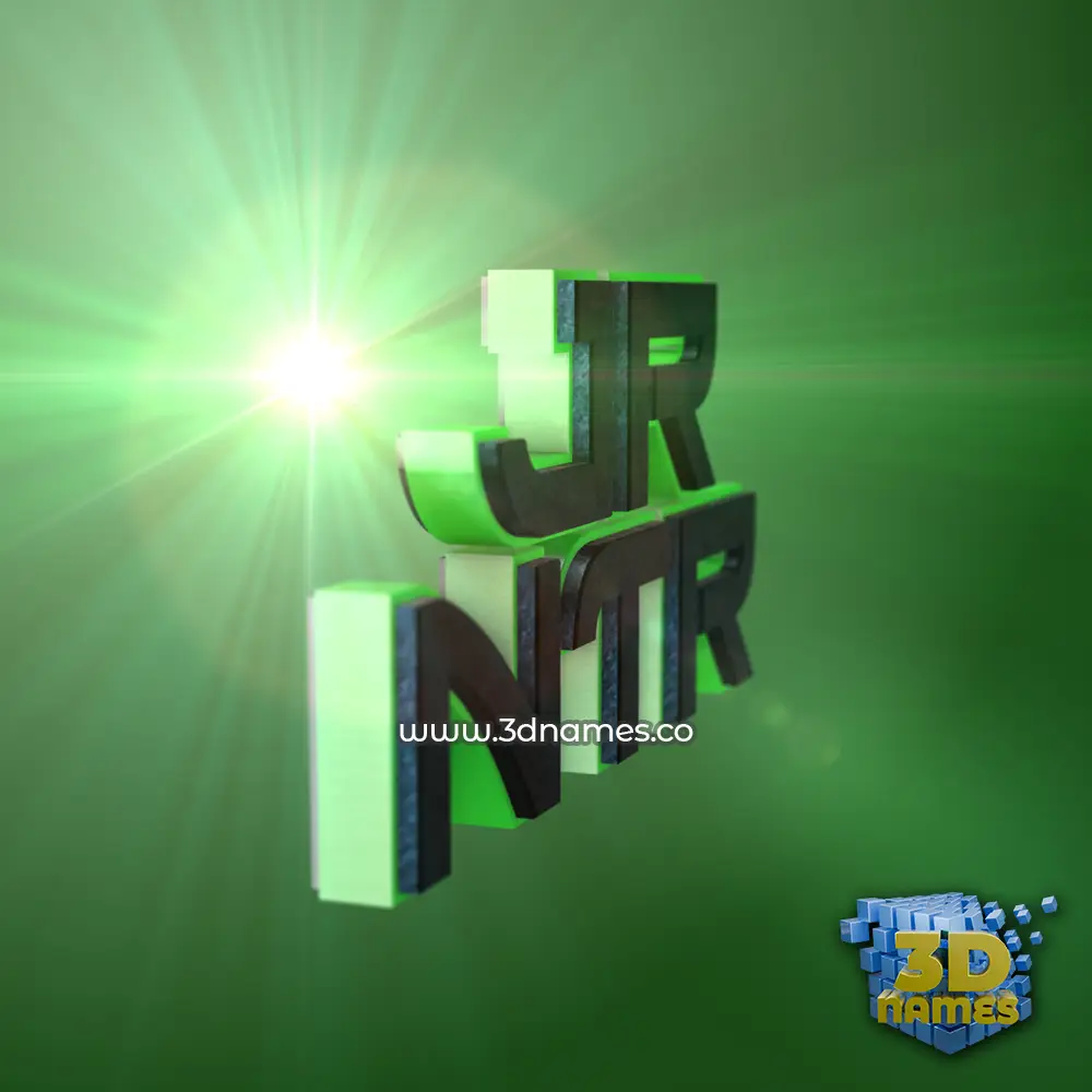jr ntr in Green Light style - 3D name wallpaper
