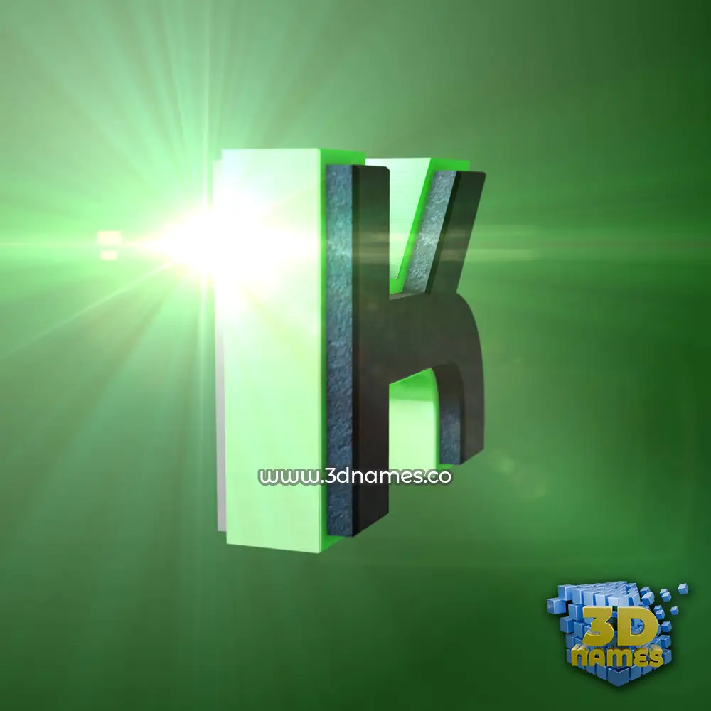 k in Green Light style - 3D name wallpaper