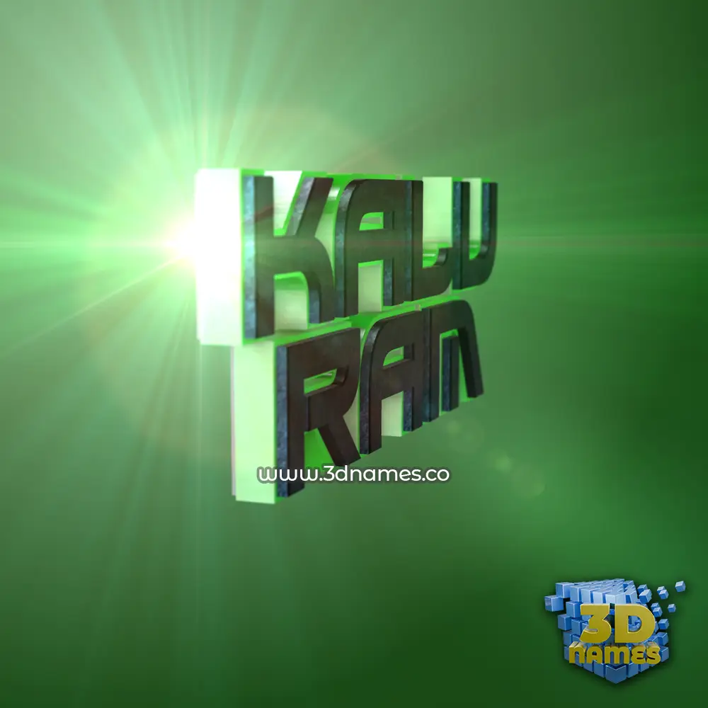 kalu ram in Green Light style - 3D name wallpaper
