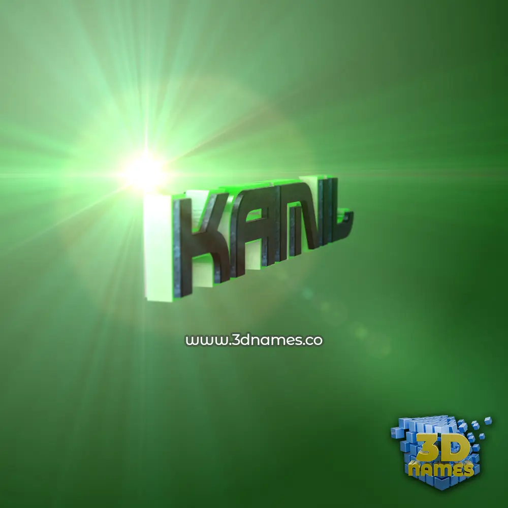 kamil in Green Light style - 3D name wallpaper