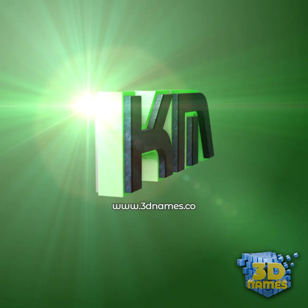 km in Green Light style - 3D name wallpaper