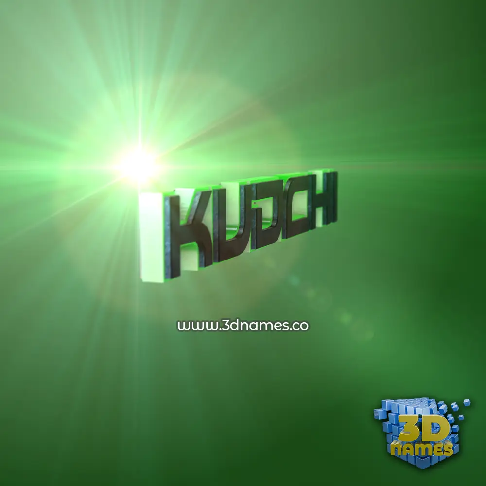kudchi in Green Light style - 3D name wallpaper