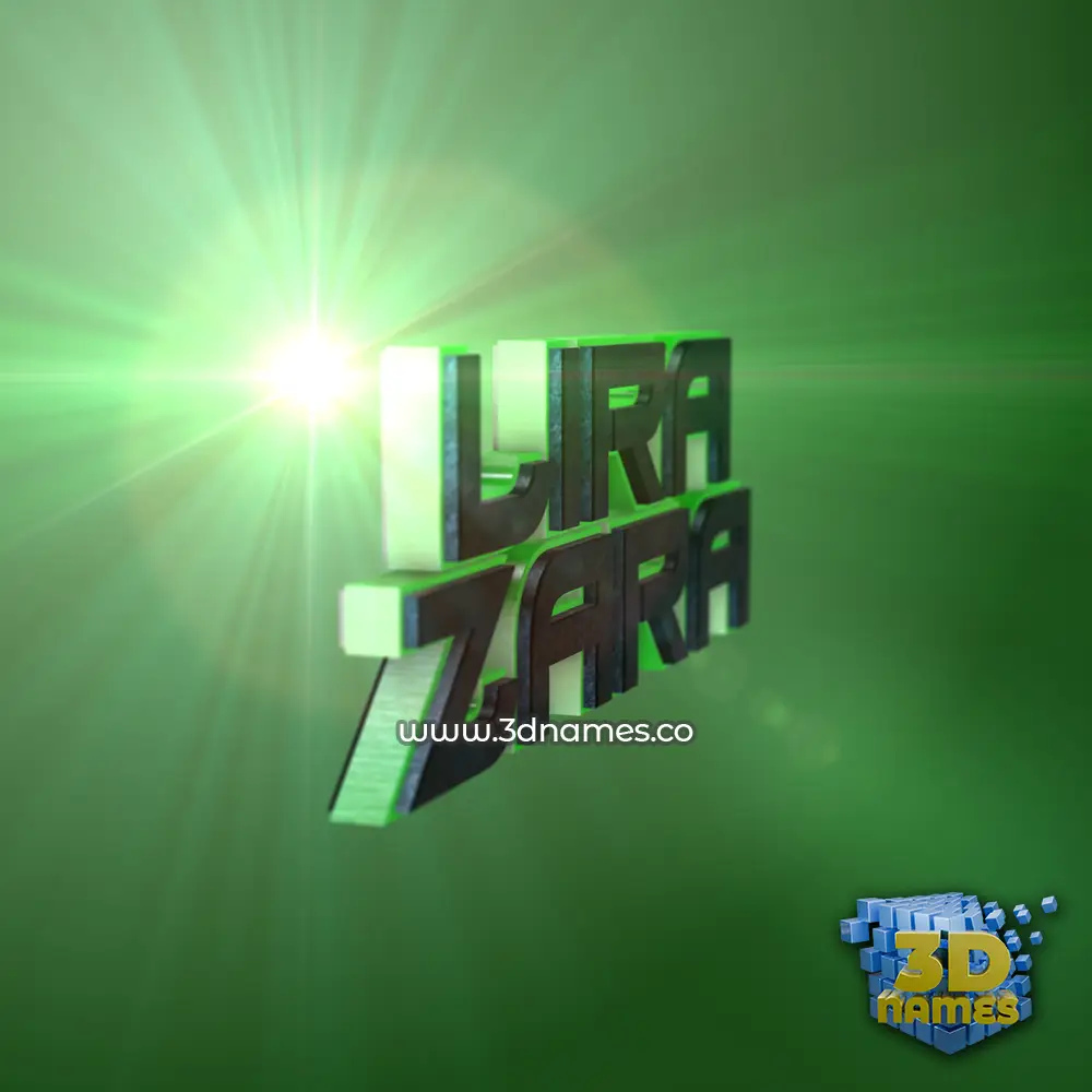 lira zara in Green Light style - 3D name wallpaper