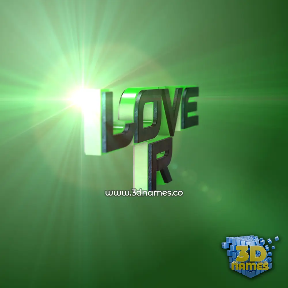 love r in Green Light style - 3D name wallpaper