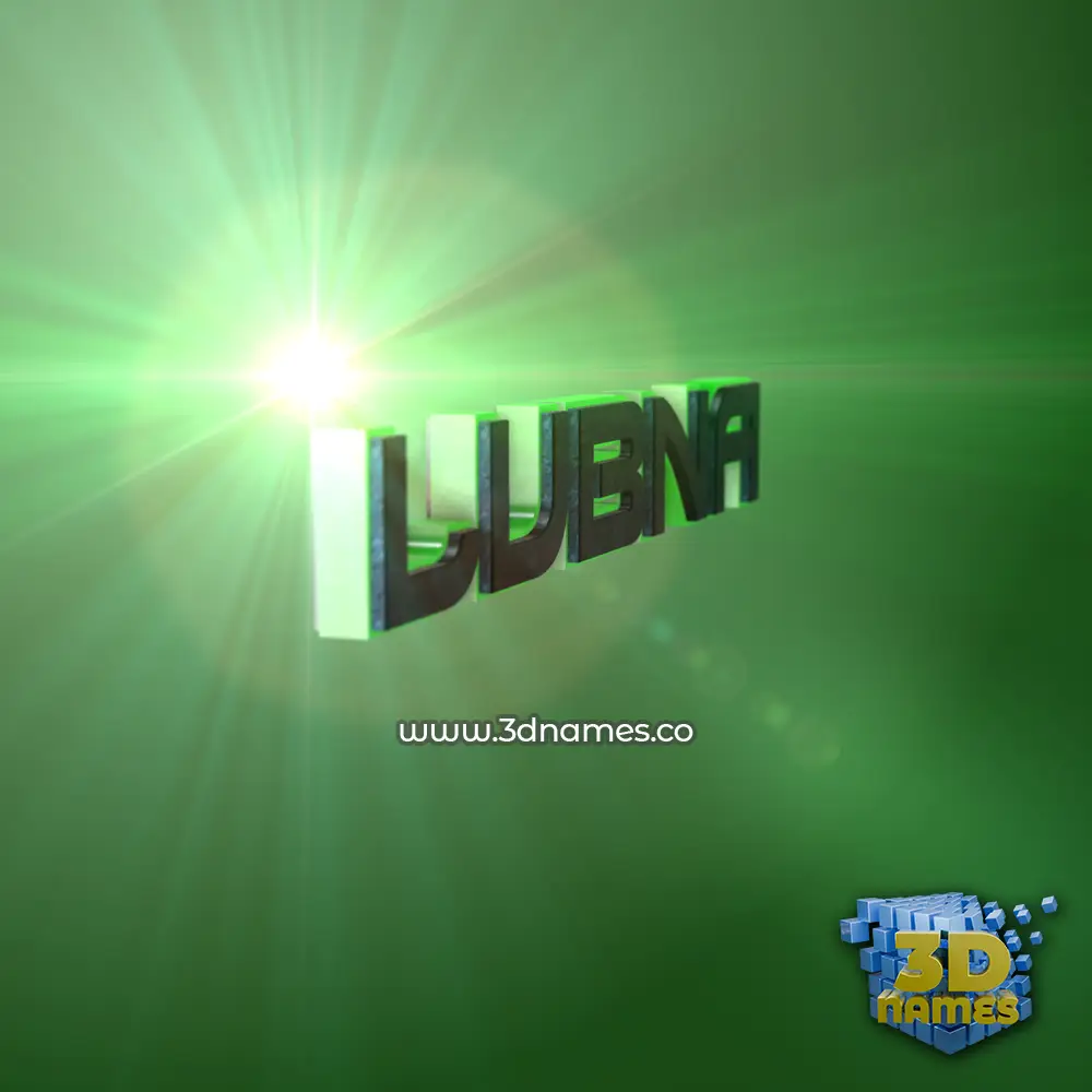 lubna in Green Light style - 3D name wallpaper