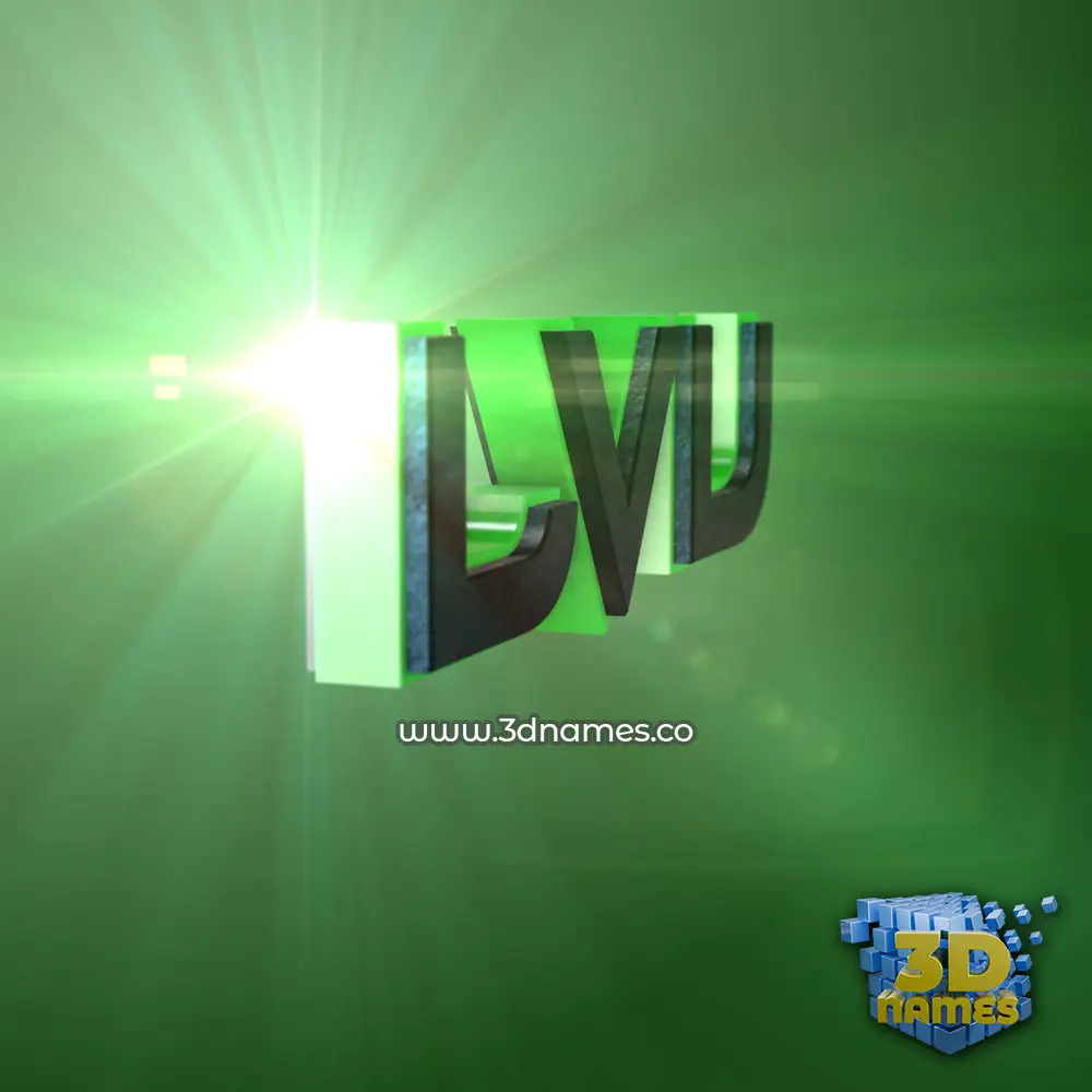 lvu in Green Light style - 3D name wallpaper
