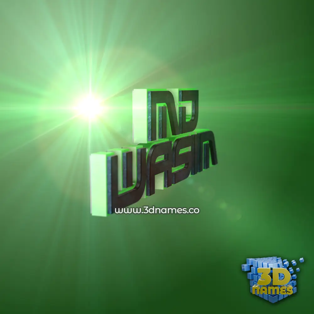 md wasim in Green Light style - 3D name wallpaper