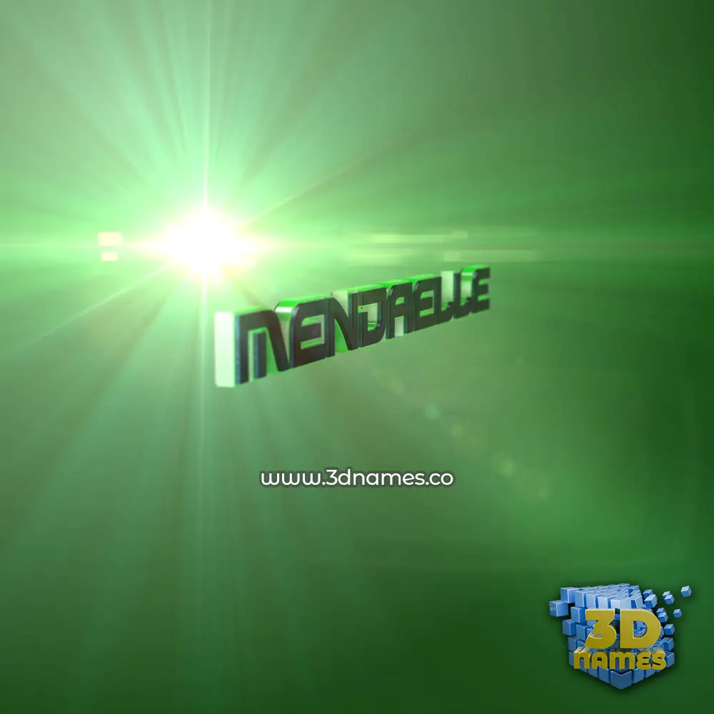 mendaelle in Green Light style - 3D name wallpaper