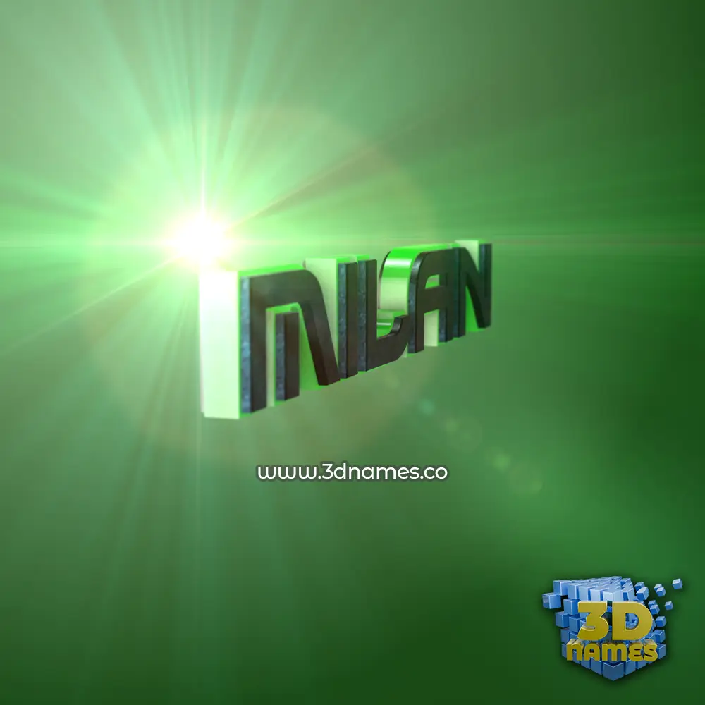 milan in Green Light style - 3D name wallpaper