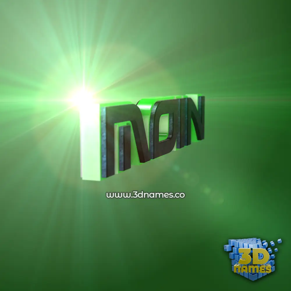 moin in Green Light style - 3D name wallpaper
