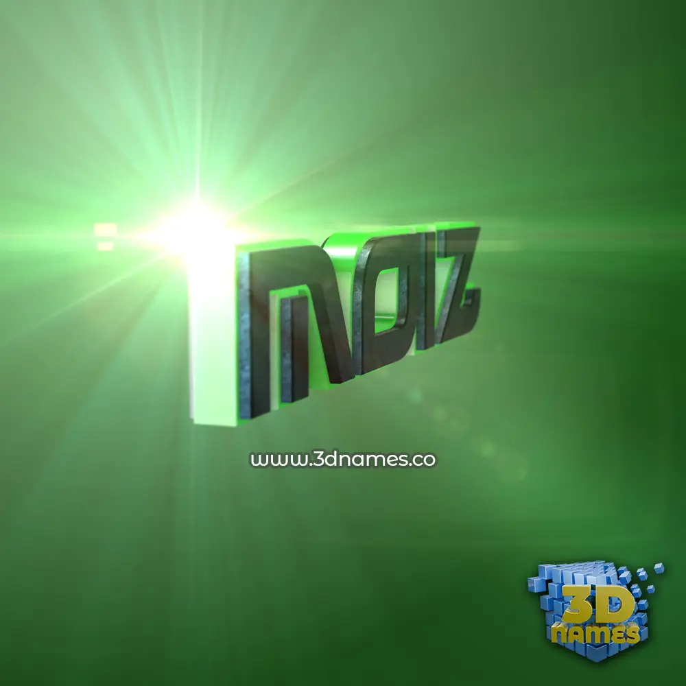 moiz in Green Light style - 3D name wallpaper