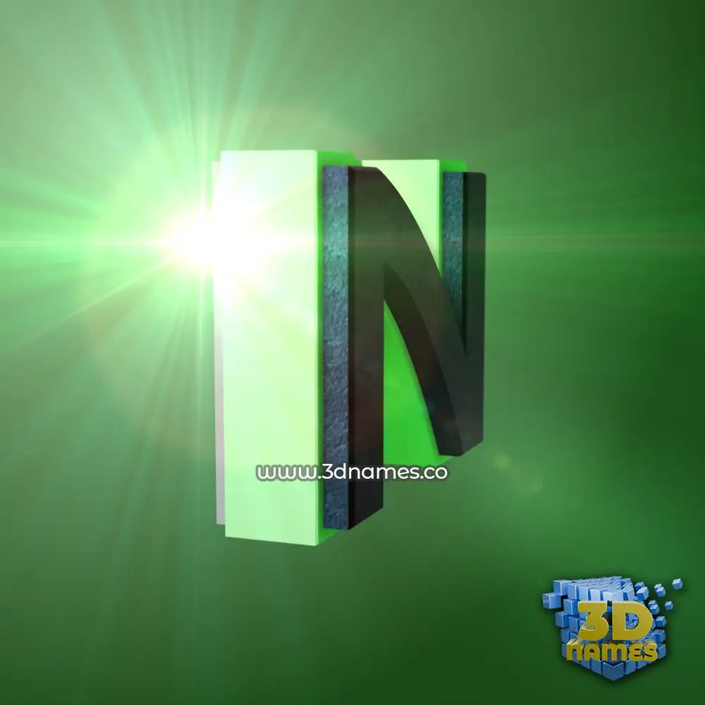 n in Green Light style - 3D name wallpaper