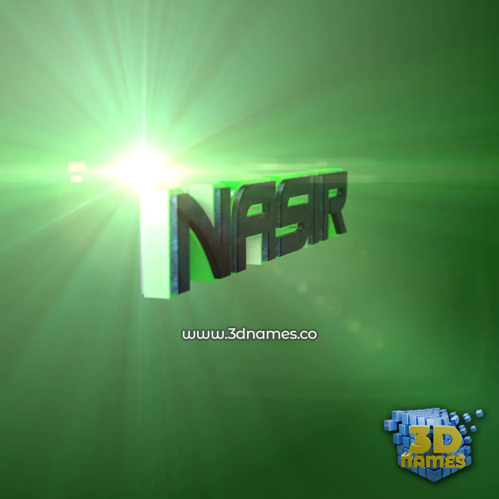 nasir in Green Light style - 3D name wallpaper