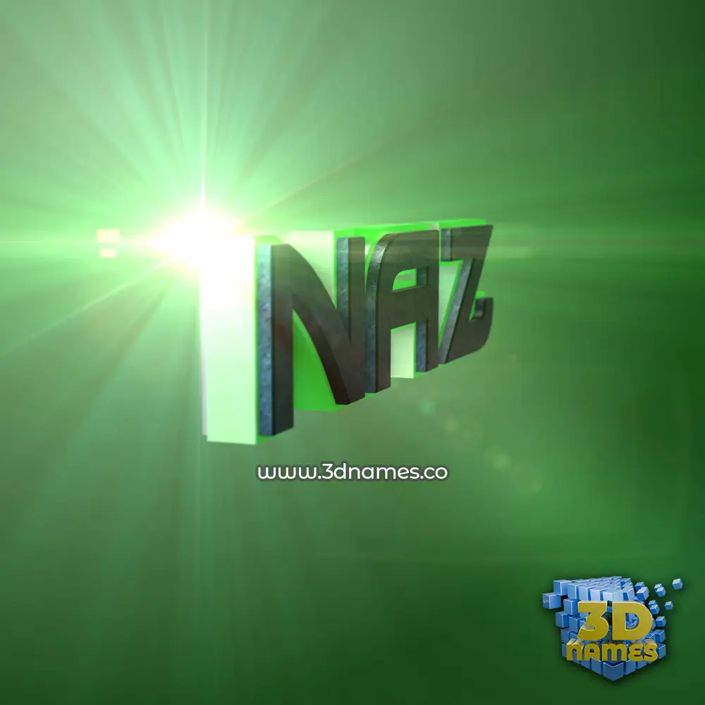 naz in Green Light style - 3D name wallpaper