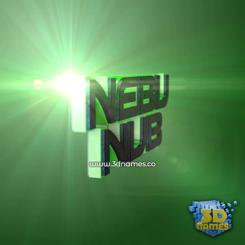 nebu nub in Green Light style - 3D name wallpaper