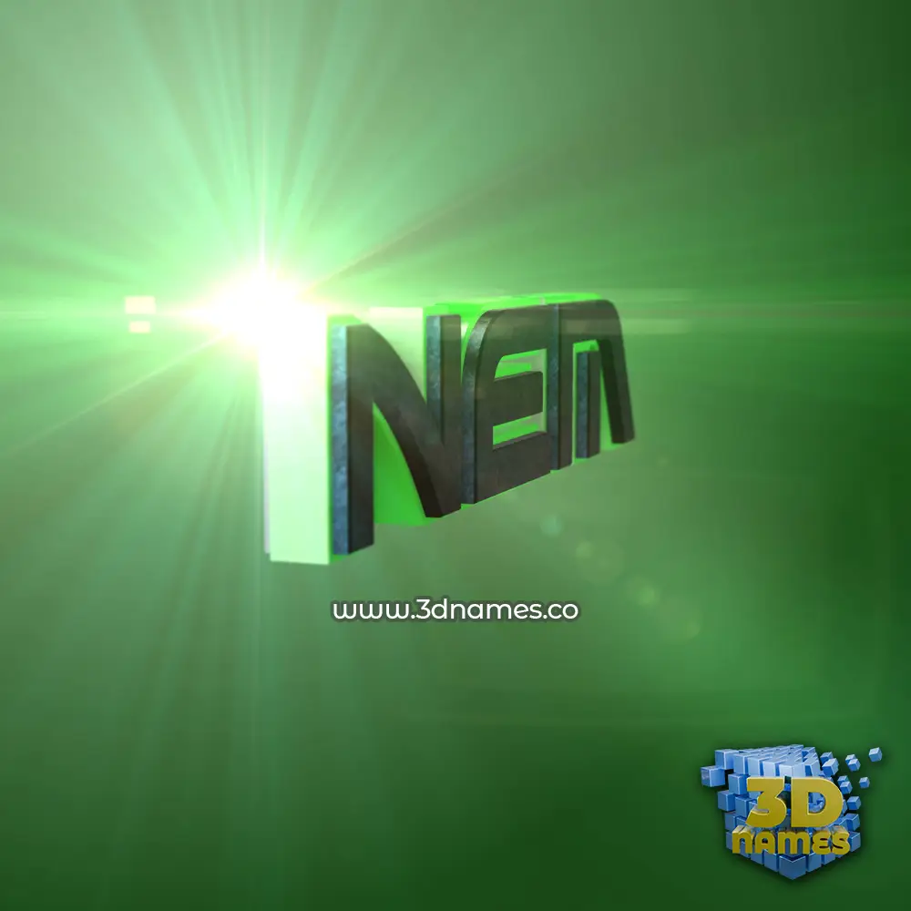 nem in Green Light style - 3D name wallpaper