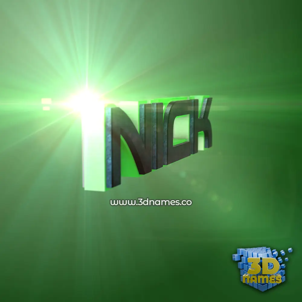 nick in Green Light style - 3D name wallpaper