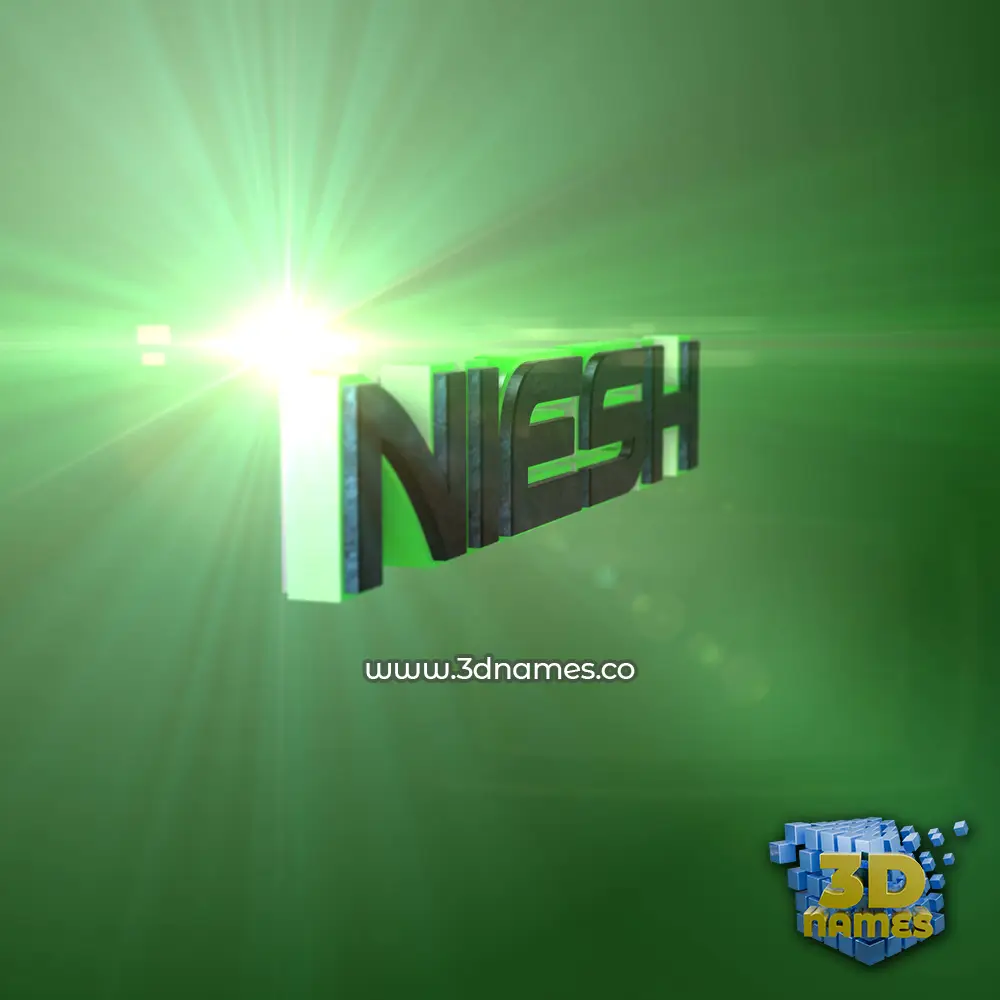 niesh in Green Light style - 3D name wallpaper