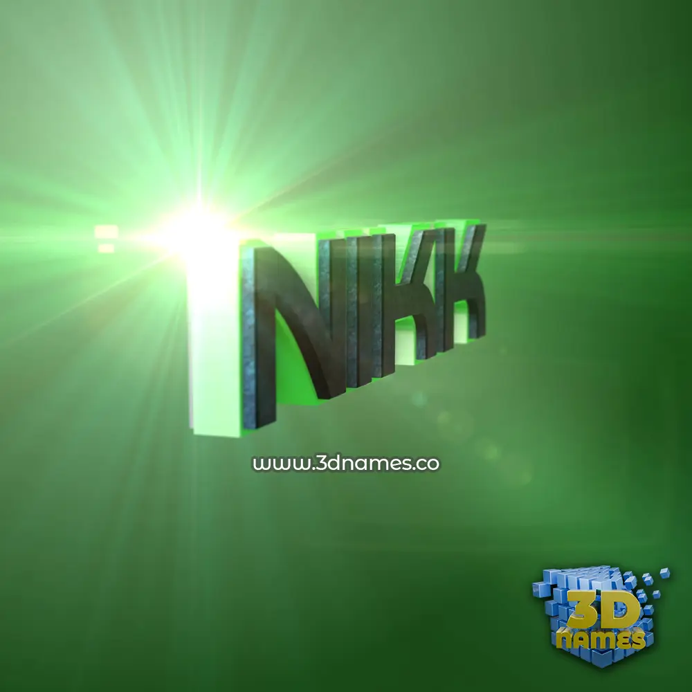 nikk in Green Light style - 3D name wallpaper