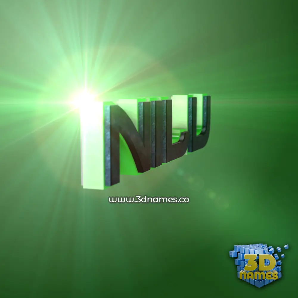 nilu in Green Light style - 3D name wallpaper