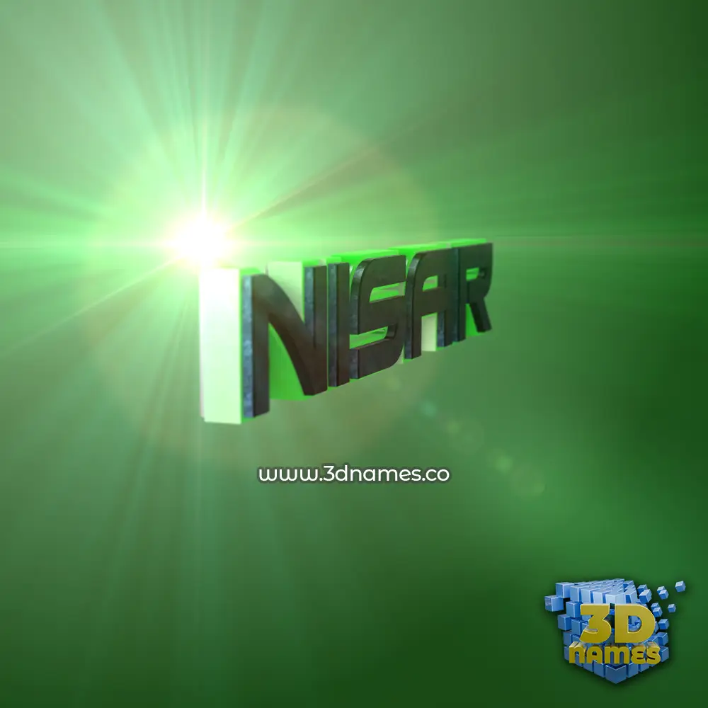 nisar in Green Light style - 3D name wallpaper