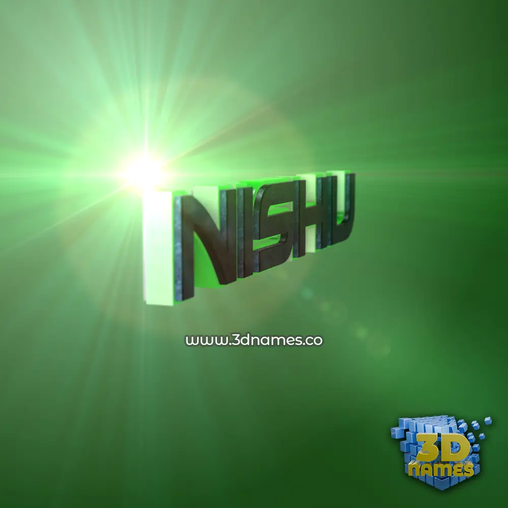 nishu in Green Light style - 3D name wallpaper