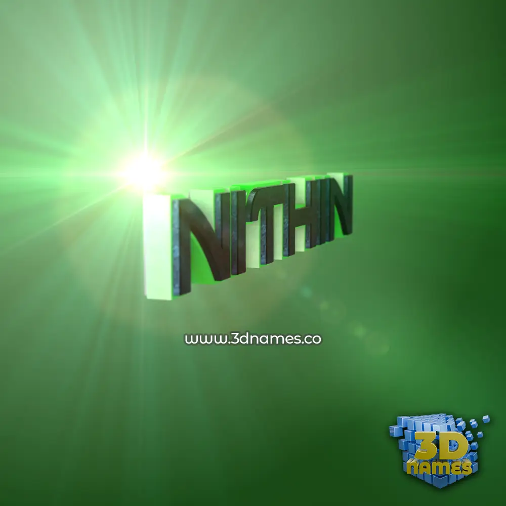 nithin in Green Light style - 3D name wallpaper