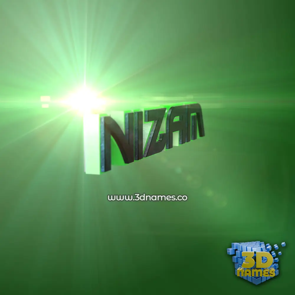 nizam in Green Light style - 3D name wallpaper