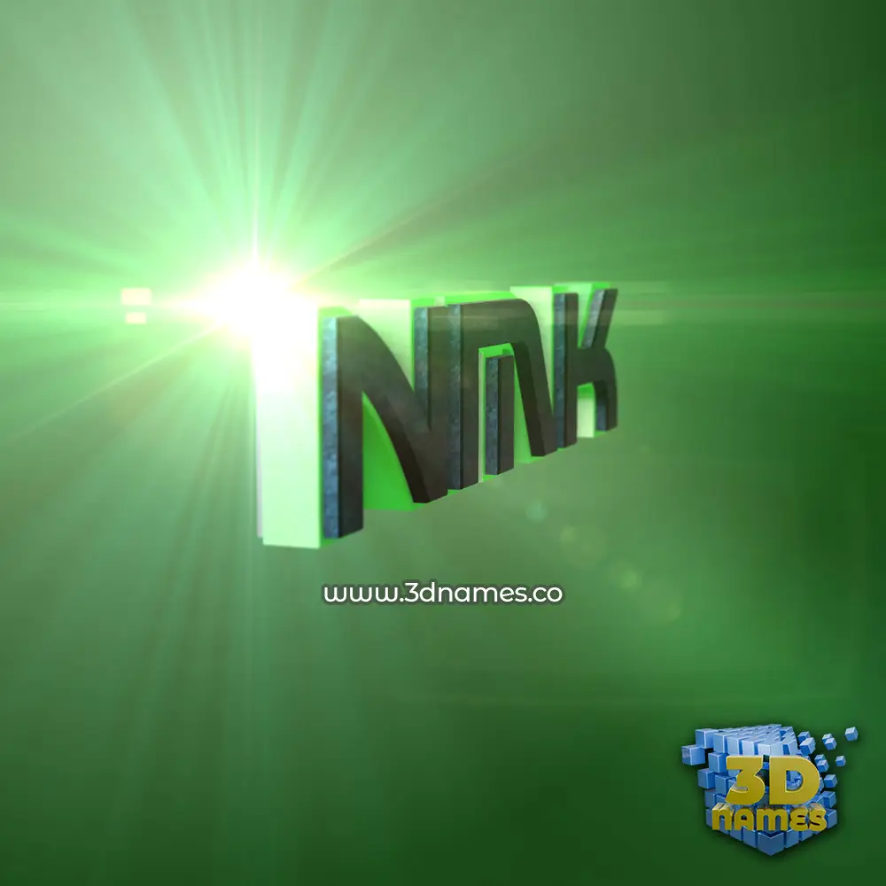 nmk in Green Light style - 3D name wallpaper