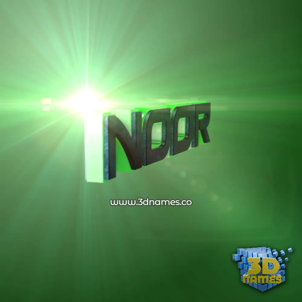 noor in Green Light style - 3D name wallpaper