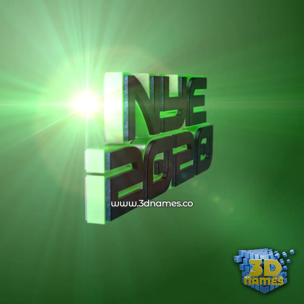 nye 2020 in Green Light style - 3D name wallpaper