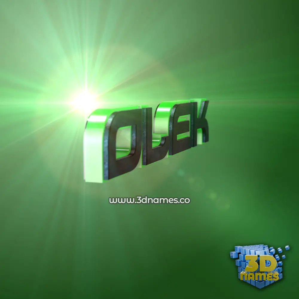 olek in Green Light style - 3D name wallpaper