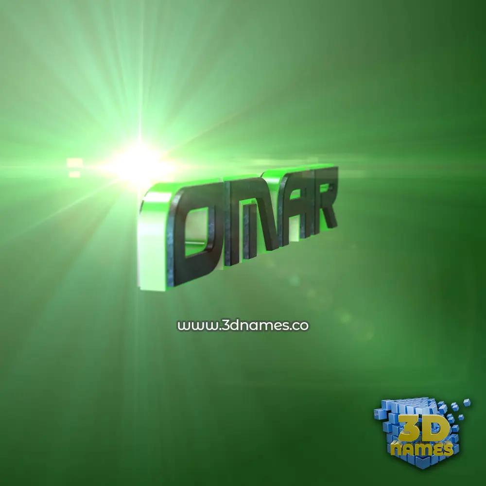 omar in Green Light style - 3D name wallpaper