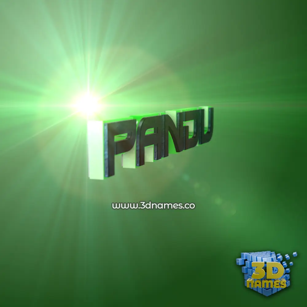 pandu in Green Light style - 3D name wallpaper