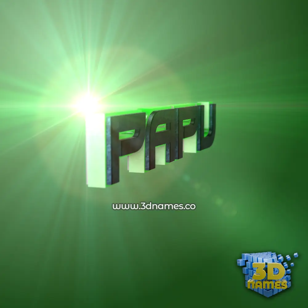 papu in Green Light style - 3D name wallpaper