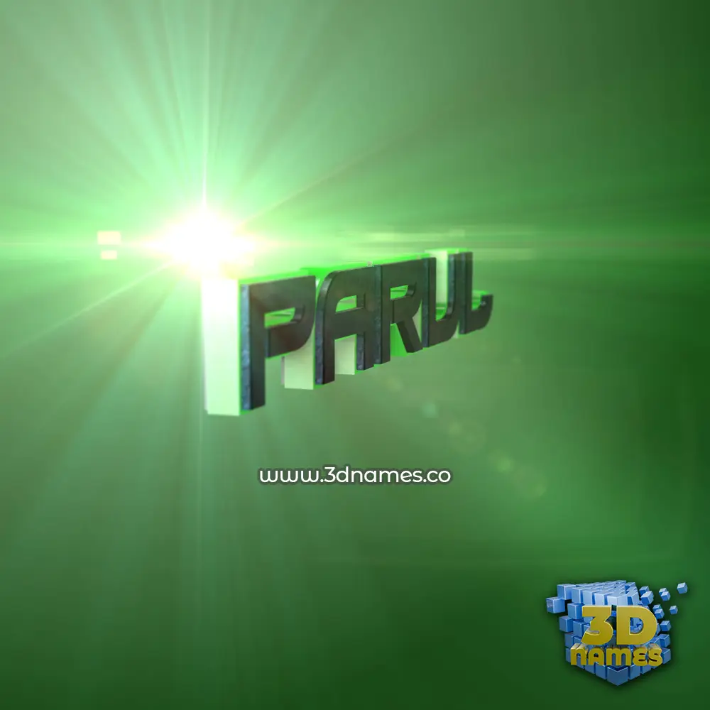parul in Green Light style - 3D name wallpaper