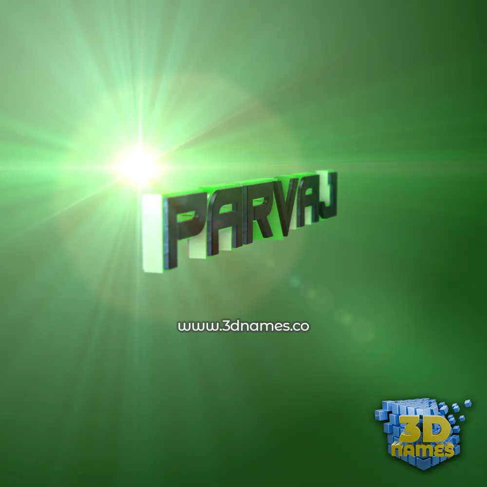 parvaj in Green Light style - 3D name wallpaper