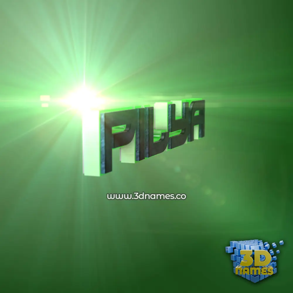 pilya in Green Light style - 3D name wallpaper