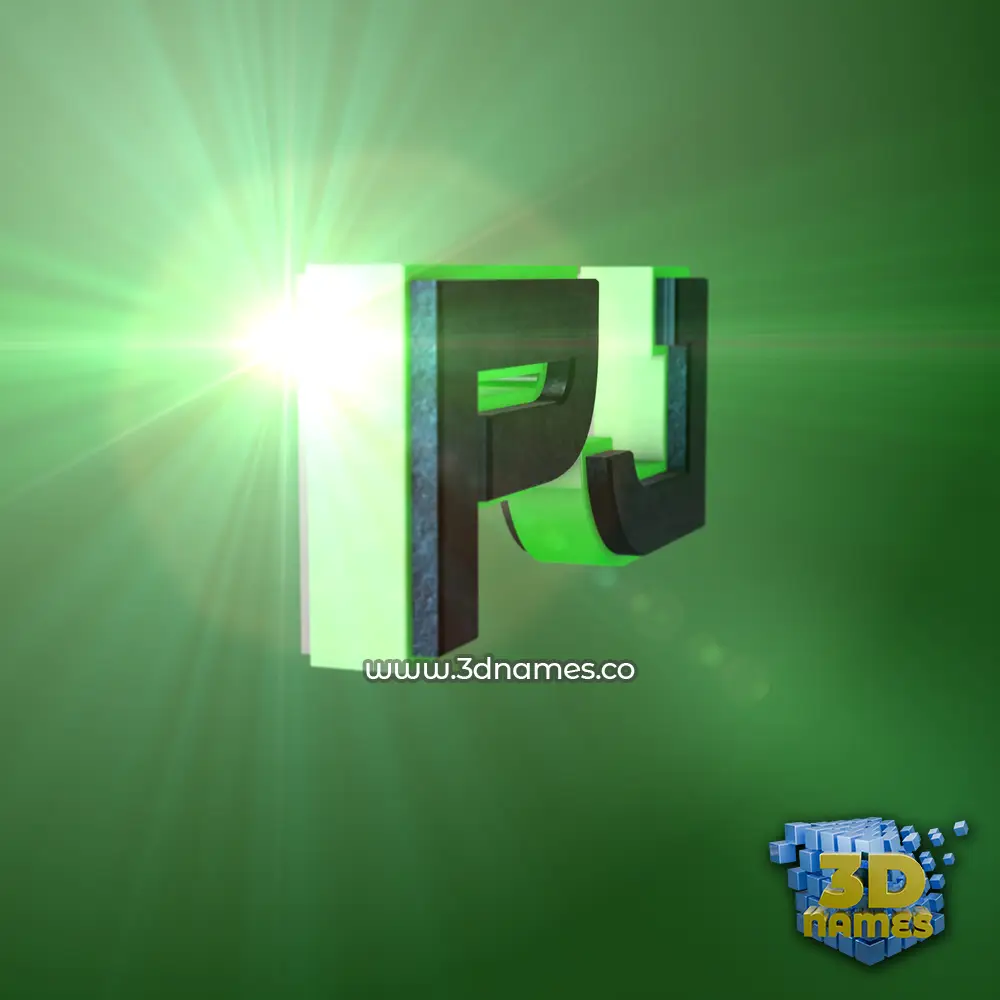 pj in Green Light style - 3D name wallpaper