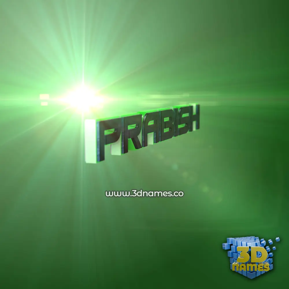 prabish in Green Light style - 3D name wallpaper