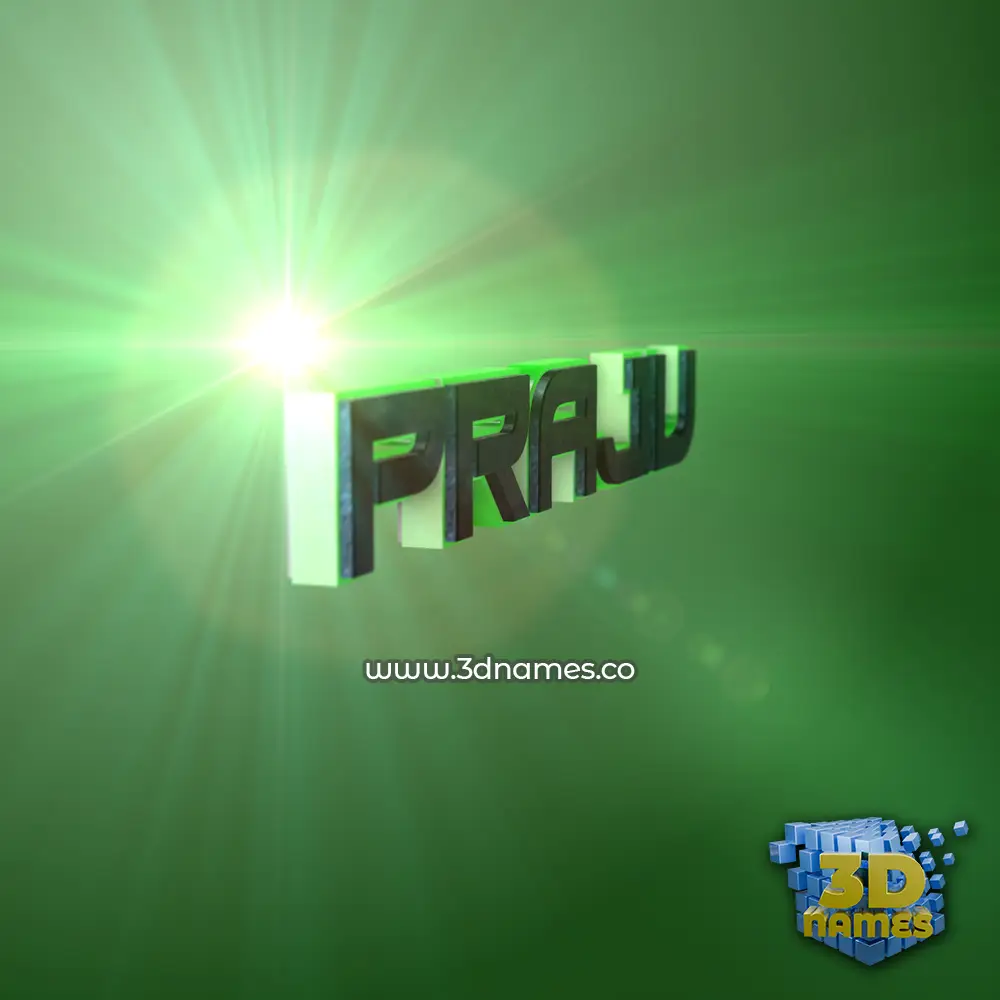 praju in Green Light style - 3D name wallpaper