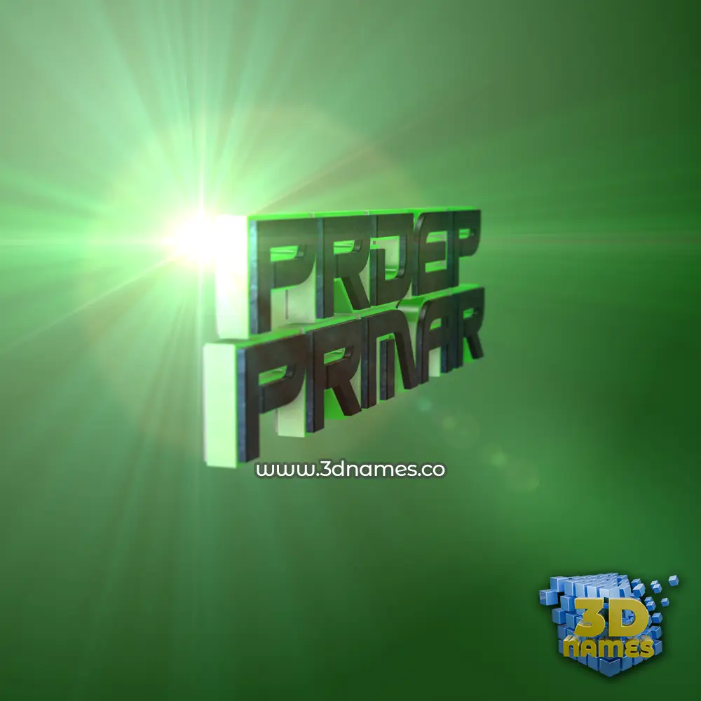 prdep prmar in Green Light style - 3D name wallpaper