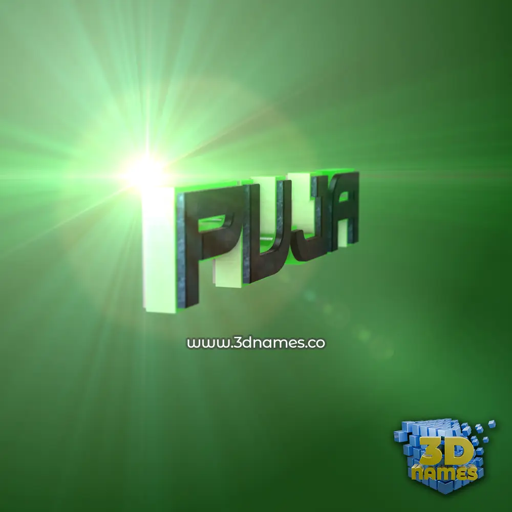 puja in Green Light style - 3D name wallpaper
