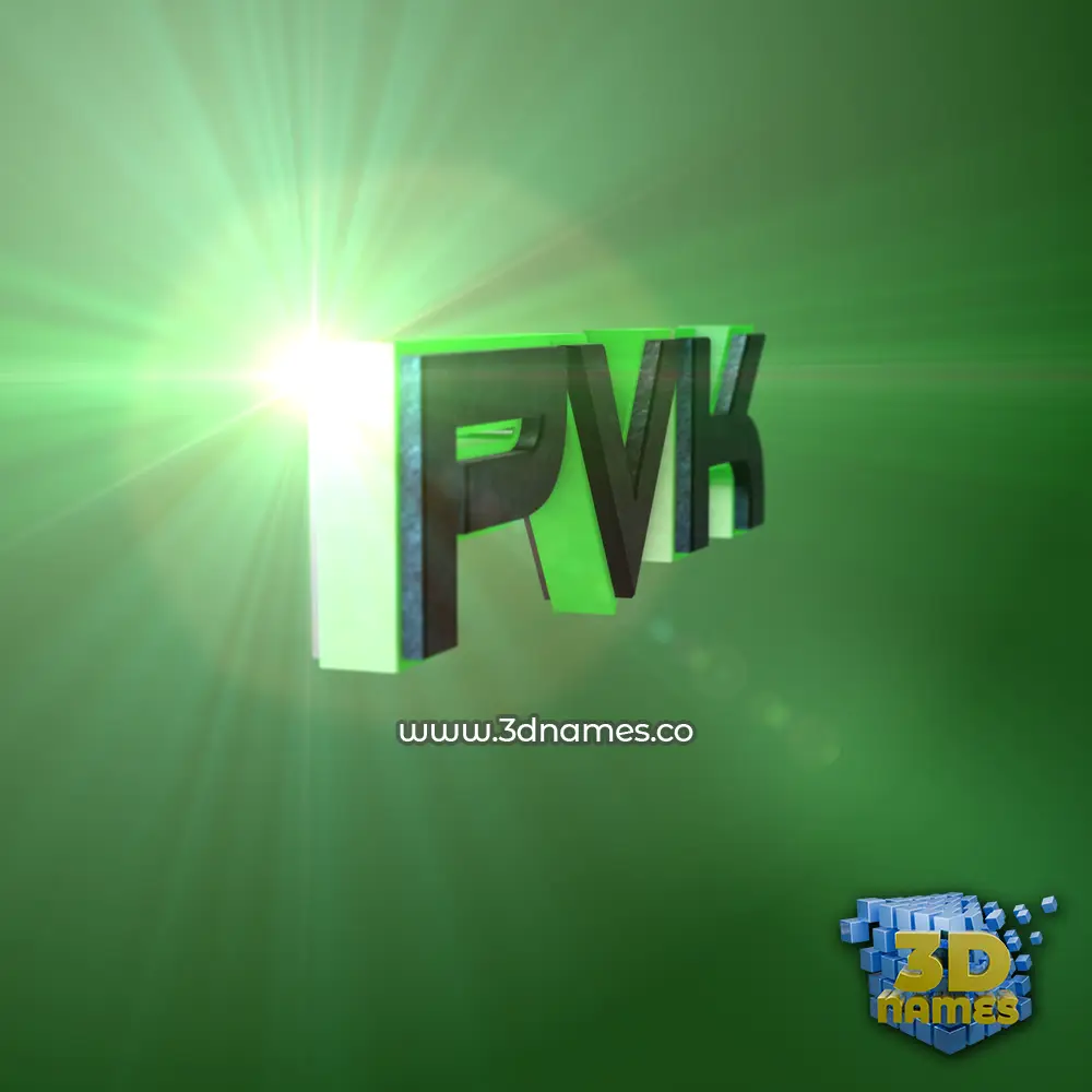 pvk in Green Light style - 3D name wallpaper