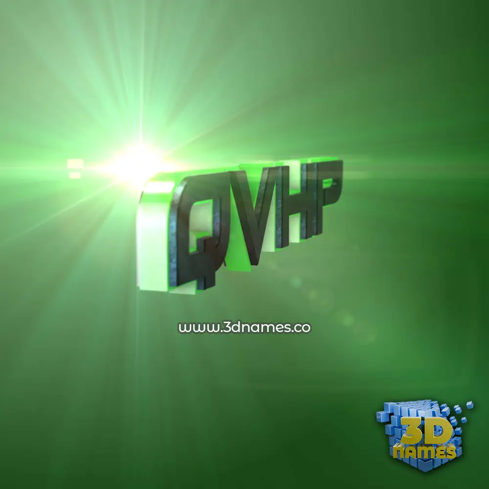 qvhp in Green Light style - 3D name wallpaper
